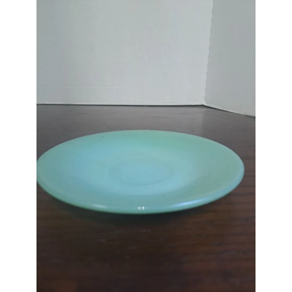 Vintage 1950s Jadeite Fire King Jane Ray Opaque Saucer